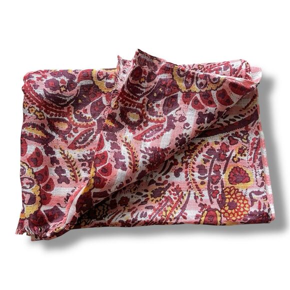 Pink Rectangular Lines Vtg 69” X 24” Scarf Women Scarve - Picture 4 of 4